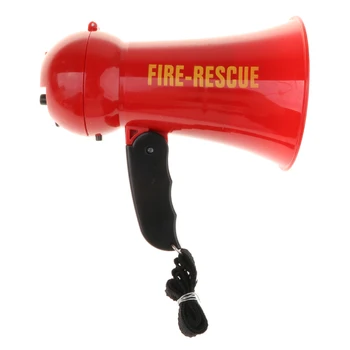 Детская игрушка-мегафон пожарного со звуком сирены, портативная игрушка с микрофоном. Изображение