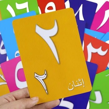 Детские арабские 123 Слова с цифрами, Когнитивные карточки, Развивающие Игрушки для раннего развития детей, Обучающая карточка Монтессори Изображение