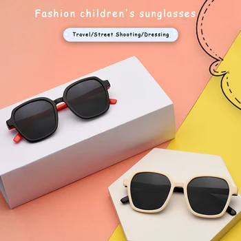 Детские легкие солнцезащитные очки в стиле ретро для маленьких девочек и мальчиков для пляжного отдыха на открытом воздухе Изображение