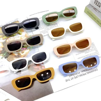Детские солнцезащитные очки, Милые винтажные Матовые прямоугольные солнцезащитные очки для детей на открытом воздухе, для девочек и мальчиков, милые солнцезащитные очки, Классическая защита Изображение
