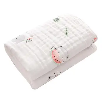 Детское одеяло, привлекающее внимание, сохраняющее сухость тела, Хлопковая тонкая ткань для пеленания новорожденных с мультяшным принтом для детского постельного белья Изображение