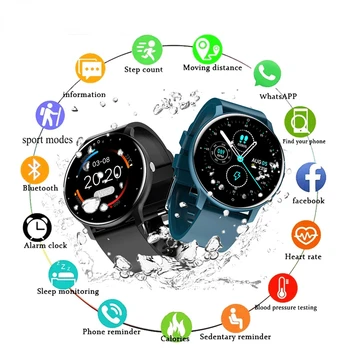 Для Android iOS 2023 Смарт-часы женские Спортивные фитнес-часы с полным сенсорным экраном IP67 водонепроницаемые смарт-часы Bluetooth Женские Изображение