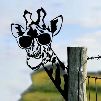Железный силуэт в форме жирафа 1шт, украшение для садового забора на открытом воздухе, декор для фермы Изображение