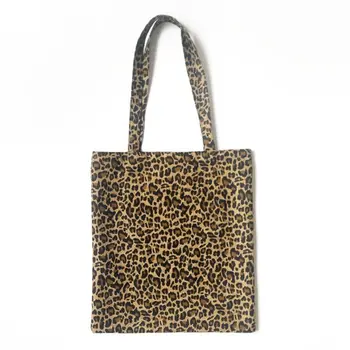 Женская холщовая сумка-мессенджер для девочек, сумка-хобо с леопардовым принтом, сумка-тоут Изображение