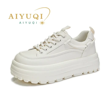 Женские кроссовки AIYUQI из натуральной кожи 2023, Весенняя новинка, повседневная женская обувь, модная спортивная обувь на платформе, женская обувь Изображение