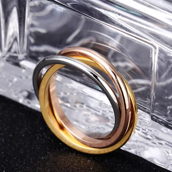 Заводное кольцо из нержавеющей стали для пары Простых гладких позолоченных аксессуаров для пальцев Подарки для влюбленных Модные украшения KBR182 Изображение