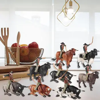 Игрушка для родео Реалистичные игрушки-фигурки Испанского Тореадора, крупного рогатого скота, игрушки-фигурки ковбоя, крупного рогатого скота, игрушки для детей 3-5 6-12 лет, Рождество Изображение