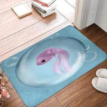 Коврик с принтом в виде маленькой розовой рыбки, Полиэстеровый коврик для спальни, гостиной, ковра для пола, коврика для пола, декора ковра для ванной Изображение