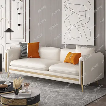 Кожаный диван-кровать для гостиной, Офисное Секционное кресло с откидной спинкой, Угловой диван для гостиной, Подлокотник, Роскошный диван Cama Nordic Furniture WWH30XP Изображение
