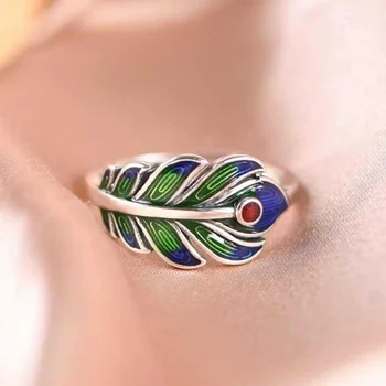 Кольцо серебряного цвета RJ, мужское стильное кольцо с сапфировым покрытием высокого качества, открывающееся на указательный палец, женские кольца, ювелирные изделия Изображение