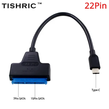Конвертер TISHRIC Type C в SATA До 6 Гбит/с Кабель Sata Поддержка 2,5-дюймового Внешнего SSD HDD Жесткого диска 22-контактных Компьютерных кабелей Изображение