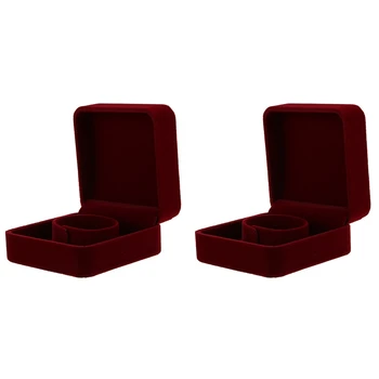 Коробка для хранения ювелирных изделий из 2 предметов, Органайзер, Витрина, коробка для браслетов, Мармелад Красный Изображение