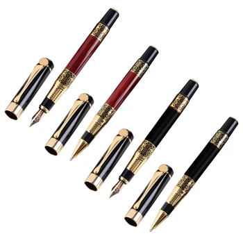 Металлическая авторучка Шариковая ручка в стиле ретро с тонким пером, ручки для письма с подписями 24BB Изображение