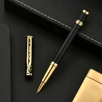 Металлическая ручка для подписи, Многоразовая ручка-роллер, черные чернила, деловая ручка для подписи, ручка для подписи для деловых женщин, подарок для мужчин Изображение