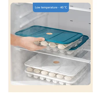Многослойная коробка для пельменей, Коробка для заморозки яиц, коробка для хранения Вонтон, Органайзеры для хранения свежих продуктов, Коробка для быстрой заморозки в холодильнике. Изображение
