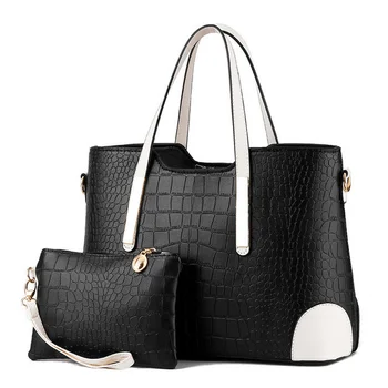 Модная женская сумка с крокодиловым узором, композитная сумка, винтажные женские сумки-мессенджеры, сумка через плечо, кошелек, кожаные сумки Изображение