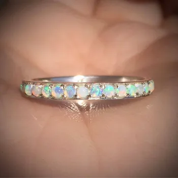 Модное Круглое кольцо с опалом из бисера Для женщин и девочек, Подарок для Свадебной вечеринки, Ювелирные изделия jz386 Изображение