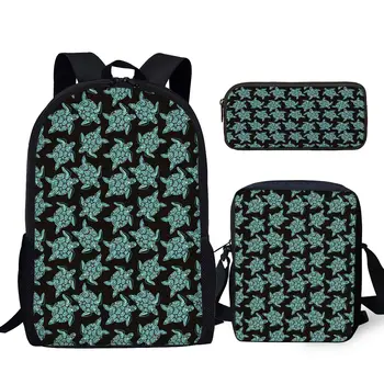 Модный бренд YIKELUO с дизайном зеленой черепахи, рюкзак Большой емкости, сумка для студенческих учебников, сумка-мессенджер на молнии Изображение