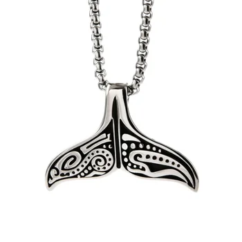 Модный Креативный дизайн, ожерелье с подвеской в виде китового хвоста для мужчин и женщин, модные украшения для уличных вечеринок, повседневные украшения в подарок Изображение
