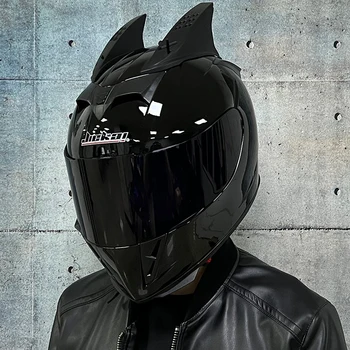 Мужские и женские мотоциклетные шлемы с двойными линзами в анфас seasons run, шлем для езды на мотоцикле, защитный шлем Изображение