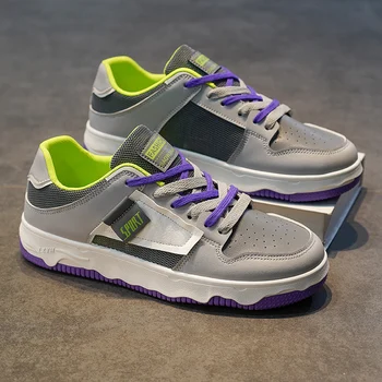 Мужские модные кроссовки, Повседневная обувь, Новинка 2023 года, Мужская вулканизированная обувь на шнуровке, Обувь для скейтборда на платформе, Tenis Masculino Изображение