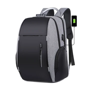 Мужские рюкзаки с USB-зарядкой, Противоугонный дорожный рюкзак объемом 22 л, 15,6-дюймовые рюкзаки для ноутбука, мужские водонепроницаемые спортивные школьные сумки на открытом воздухе Изображение