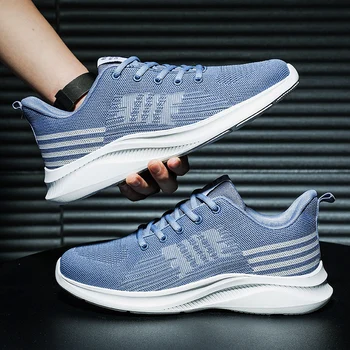 Мужские трикотажные кроссовки Damyuan, весенние дышащие кроссовки для бега, спортивная обувь для ходьбы, модная легкая спортивная обувь большого размера, нескользящая Изображение