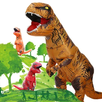 Надувной костюм динозавра T-REX для костюмированной вечеринки, костюмы для косплея, маскарадный аниме-костюм на Хэллоуин для взрослых, детский костюм с динозавром из мультфильма Изображение