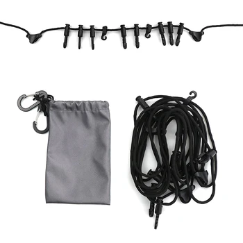 Наружная 5-метровая подвесная веревка с крючками и сумкой для хранения, многоцелевая веревка для походной одежды для походов Изображение