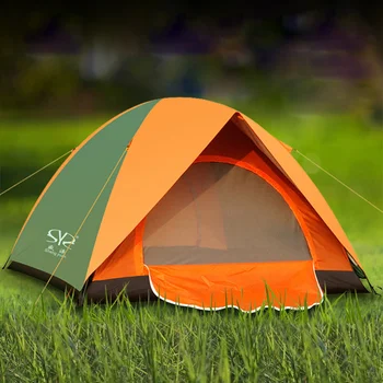 Наружная складная палатка для кемпинга на 3-4 человека, 2-слойная Туристическая Ультралегкая Непромокаемая Пляжная Походная Семейная Изображение