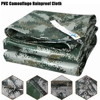 Непромокаемая ткань с камуфляжным ПВХ покрытием толщиной 0,45 мм, уличный брезент, навес для легкового автомобиля, водонепроницаемая клеенка, контейнер для грузов, затеняющий парус Изображение