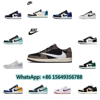 Низкая мужская обувь Оригинал Nike air Jordan 1 Удобные Легкие женские Спортивные кроссовки высокого качества, Баскетбольные кроссовки 36-45 евро Изображение
