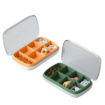 Новая Скандинавская прозрачная матовая портативная коробка для лекарств с крышкой, герметичная коробка для хранения таблеток с семью отделениями, Контейнеры для хранения Изображение