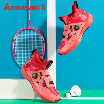 Обувь для бадминтона Kawasaki для мужчин и женщин, дышащие высокоэластичные нескользящие спортивные кроссовки 2021, кнопка поворота Изображение