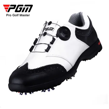 Обувь для гольфа PGM Мужские водонепроницаемые кроссовки из воловьей кожи, Мягкая кожа, вращающиеся шнурки, Резиновая подошва, спортивная обувь для тренировок Изображение