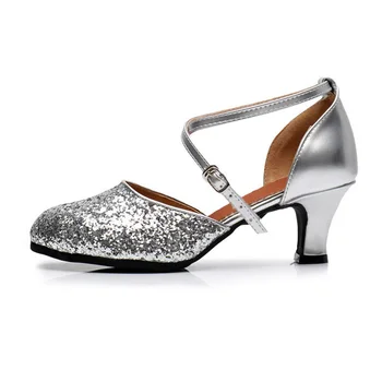 оптовая продажа танцевальной обуви для женщин latino outdoors для Латиноамериканской Сальсы танцевальная обувь для женщин с закрытым носком на низком каблуке 3,5 см Современная Танцевальная обувь Изображение