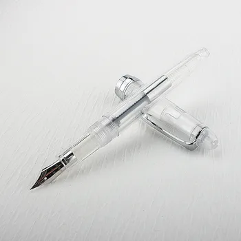 перьевая ручка с серебряным зажимом, прозрачная на выбор, 0,5 мм, высококачественные чернильные ручки, школьные и офисные канцелярские принадлежности Изображение