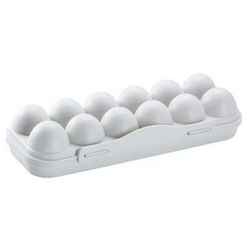Пластиковый держатель для яиц на 12 мест, Пластиковый ящик для хранения с защитой от столкновений, Лоток-контейнер, Органайзер для яиц на бытовой кухне, Принадлежности Изображение