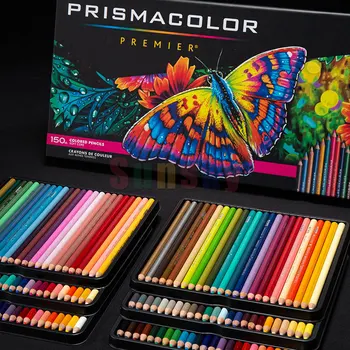 Подлинный оригинальный Prismacolor Premier 150 72 упаковки карандаш для рисования карандашом для жирной кожи с мягкой сердцевиной Tin Sanford Prismacolor pencil Изображение
