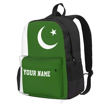 Пользовательское название, флаг Пакистана, рюкзак из полиэстера для мужчин, женская дорожная сумка, Повседневная студенческая походная сумка, кемпинг Изображение