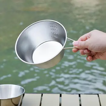 Портативная Прочная посуда для пикника Sierra Cup из нержавеющей стали с полой ручкой, Sierra Cup Большой емкости, уличные принадлежности Изображение