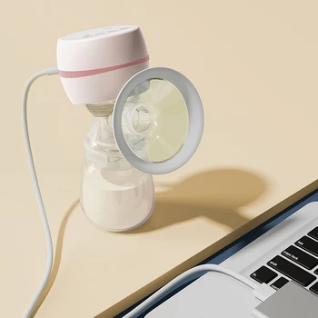 Портативный электрический молокоотсос с сильным всасыванием молока, автоматический массаж для кормления грудью, заряжаемый через USB, Лактогонное средство для кормления ребенка Изображение