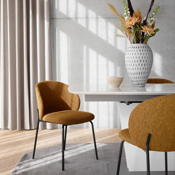 Простые обеденные стулья в скандинавском стиле, мебель для дома, Мягкое кресло со спинкой для отеля, мебель для столовой, Минималистичный Тканевый деловой стул, Новый Изображение
