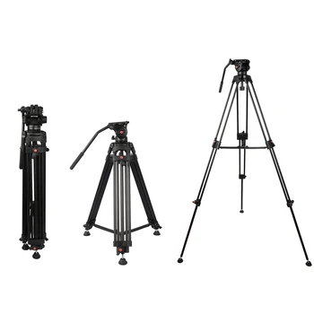 Профессиональная Штативная Подставка для камеры 1,8 м/6 футов Грузоподъемностью 8 кг с Панорамной Гидравлической Демпфирующей Головкой 360 ° для фотосъемки DSLR-камерой Изображение