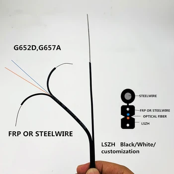 Прочный волоконно-оптический кабель нового типа для помещений с 2 жилами GJXH-2 (черный) Изображение
