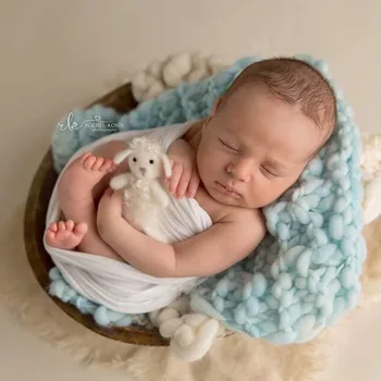 Реквизит для фотосъемки новорожденных, коврик, детское фото Одеяло, Квадратное одеяло для младенцев, мягкие фотоаксессуары Soogan Изображение