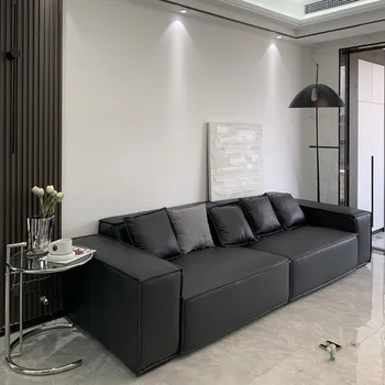 Роскошный Современный кожаный диван для гостиной, Минималистичный пол, диван для гостиной, спальня, Изогнутые диваны для мебели El Hogar Изображение