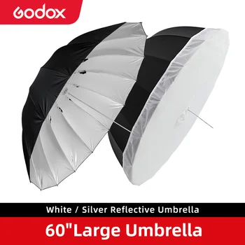 Светоотражающий зонт Godox 60 дюймов 150 см, черный, белый или серебристый, студийное освещение, легкий зонт с большим рассеивающим покрытием Изображение