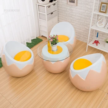 Скандинавские креативные стулья для гостиной Egg с минималистичной современной спинкой, Симпатичный стул для гостиной, дизайнерский стул для мебели для гостиной Изображение