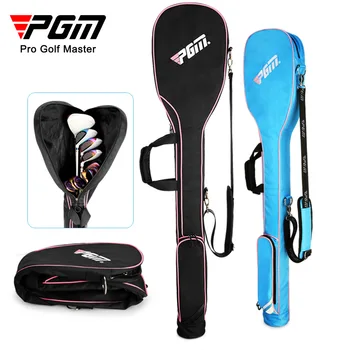 Складная сумка для гольфа PGM, мини-нейлоновая мягкая сумка для клюшек для гольфа, регулируемый ремень, вместимость для тренировок, 3 клюшки, сумка для клюшек через плечо Изображение